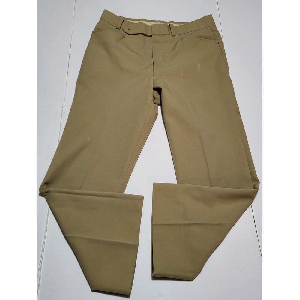 Mens Unbranded Dress Pant Brown Polyester Blend Flat Front Sz 32